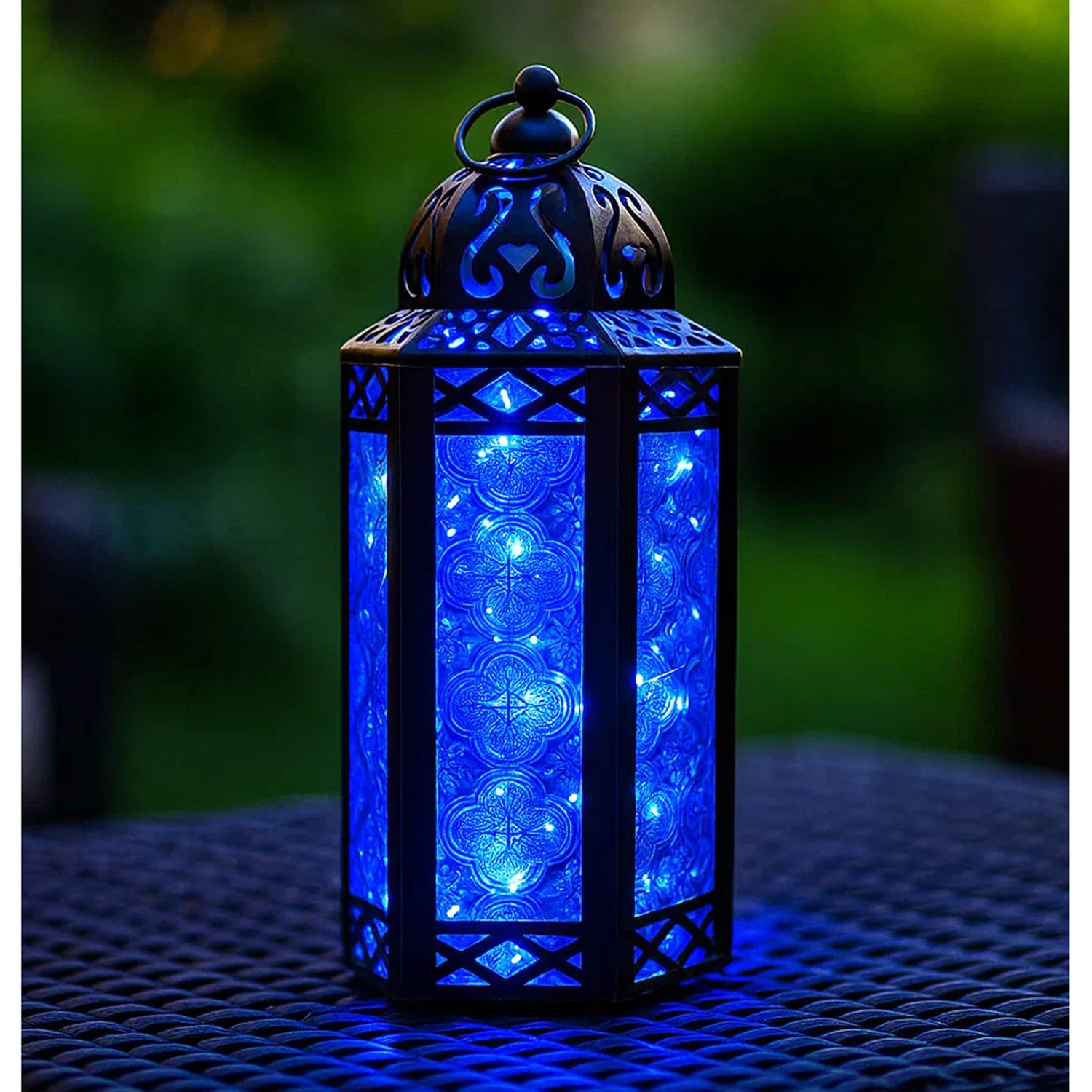 Amazon.com: 10.5” Blue Glass Metal Moroccan Decorative Candle